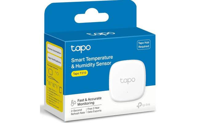 TP-Link Tapo T310 Smart Temperature and Humidity Sensor | Requires Tapo Hub | High-Accuracy Swiss-Made Sensor | Real-Time Notifications | Free Data Storage | Long-Lasting Performance